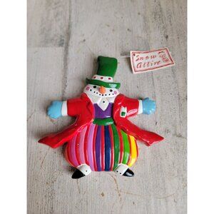 Dept 56 Snowman colorful ornament Xmas ceramic unique